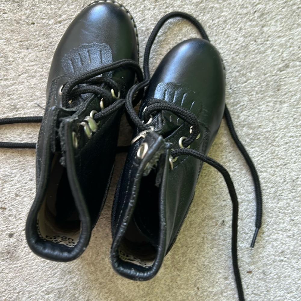 NEW!  ; BIKER Black Leather combat lace up kids Boots ~ Toddler ‘A Jama Product’